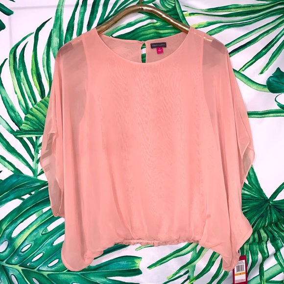 Vince Camuto Coral Chiffon Layered Blouse​ - Picture 1 of 13